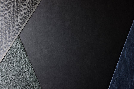 Black background of Japanese paper. Black and gray paper background with copy space for text or image.の写真素材