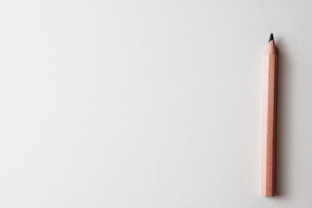 Pencil on white background with copy space for your text.の写真素材
