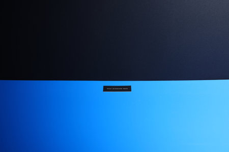 Blue and black background for product display.