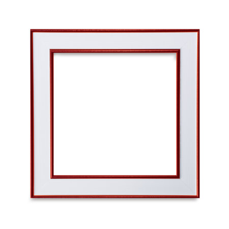 Red frame isolated on white background. Empty picture frame.