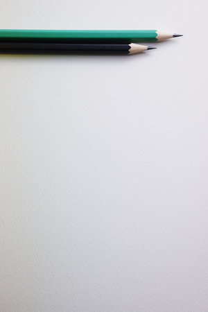 Pencils on white background with copy space for your text.の写真素材