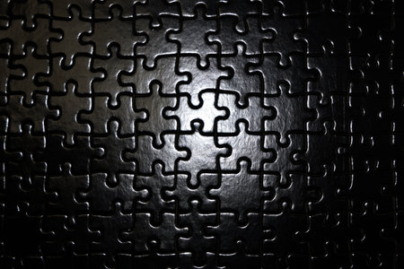 Jigsaw puzzle background texture. Close up of jigsaw puzzle pieces.の写真素材