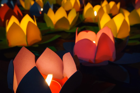 Candle lotus lanternsの写真素材