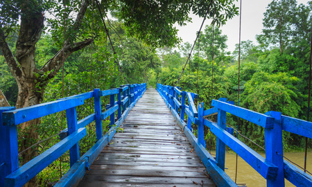 Blue wood bridgeの写真素材