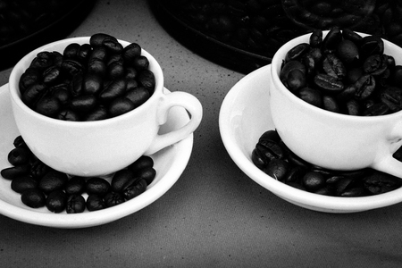 The cup of coffee bean. Black and whiteの写真素材