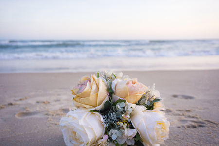 Wedding flower on beachの写真素材