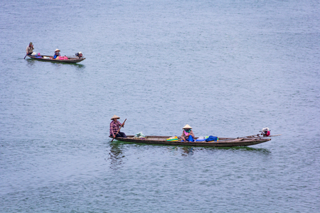 Two boats in riverのeditorial素材