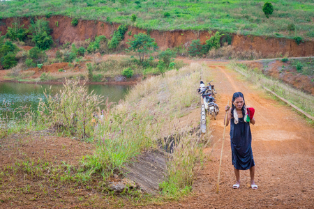 Old woman's ethnic group in the roadのeditorial素材