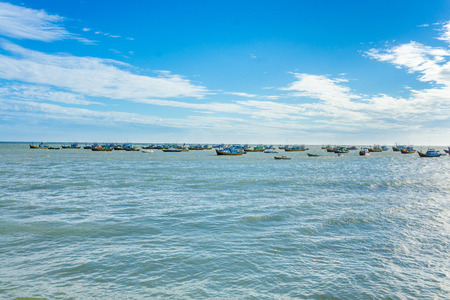 The boats anchoring in seaの写真素材