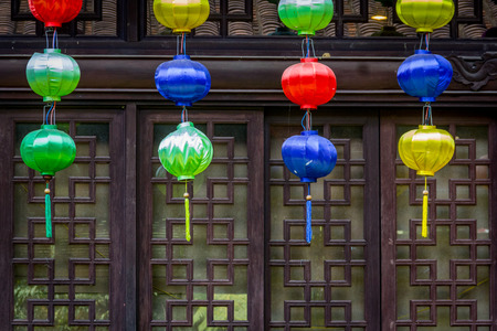 The colorful of the lanterns decoratingの写真素材