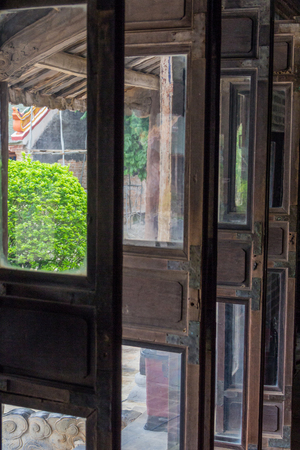 The corridor with wood windowsの写真素材