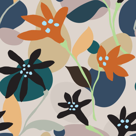 abstract flowers design - seamless vector repeat pattern, use it for wrappings, fabric, packaging and other print and design projectsのイラスト素材