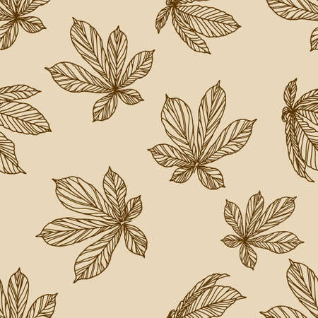 chestnut leaves design - seamless vector repeat pattern, use it for wrappings, fabric, packaging and other print and design projectsのイラスト素材
