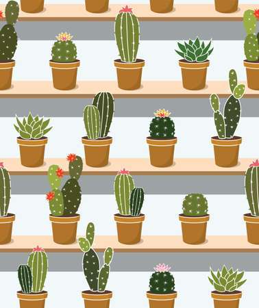 cactus design - seamless vector repeat pattern, use it for wrappings, fabric, packaging and other print and design projectsのイラスト素材