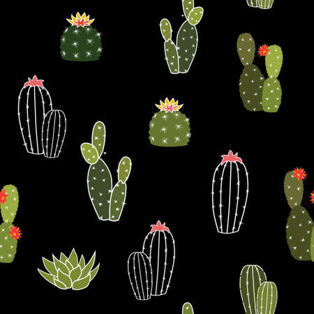 cactus design - seamless vector repeat pattern, use it for wrappings, fabric, packaging and other print and design projectsのイラスト素材