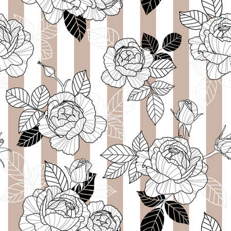 rose flower design - seamless vector repeat pattern, use it for wrappings, fabric, packaging and other print and design projectsのイラスト素材