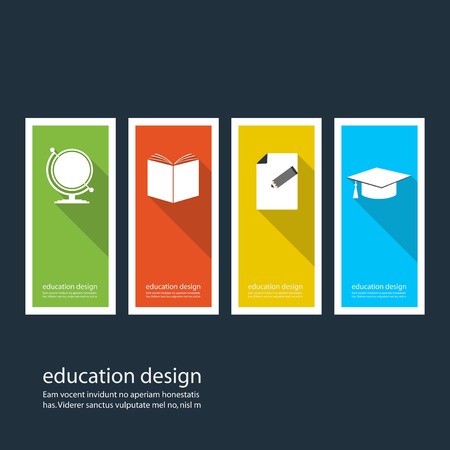 Four colored icons depicting items for education design のイラスト素材