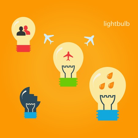 Set of creative light bulbsのイラスト素材