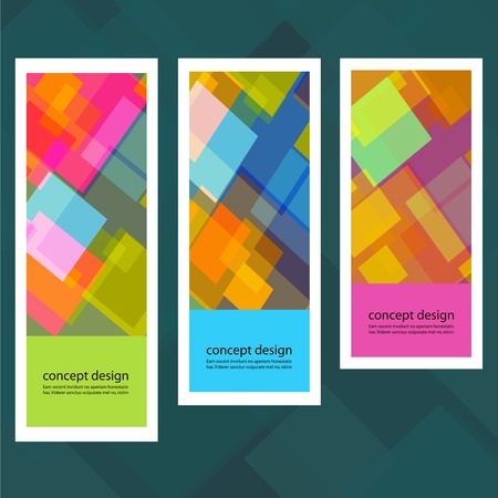 Set of creative stickers with colored squaresのイラスト素材