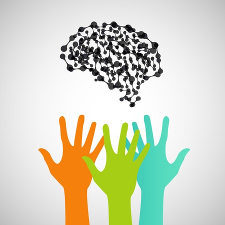 Hands reaching for the brain  Vector designのイラスト素材