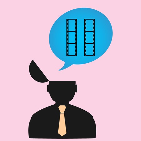 Abstract icon man watching movies.のイラスト素材