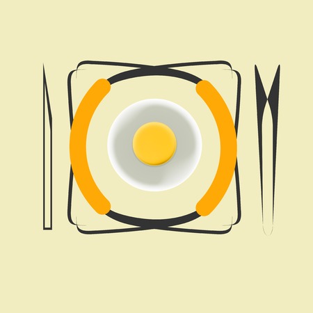 Delivery sausages and fried on a plate.のイラスト素材