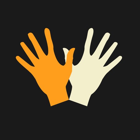 Vector flat icon hands. color abstraction のイラスト素材