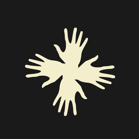 Vector flat icon hands. color abstraction のイラスト素材