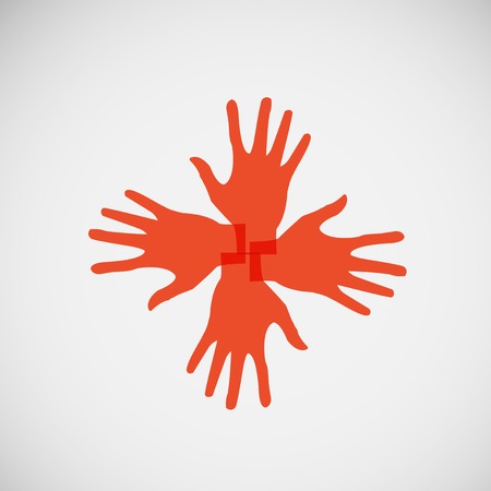 Vector flat icon hands. color abstraction のイラスト素材