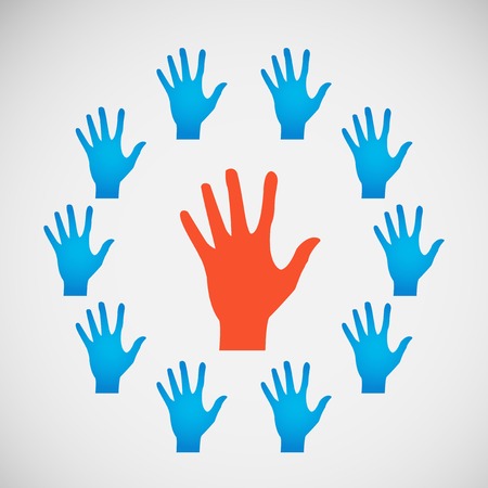 Vector flat icon hands. color abstraction のイラスト素材