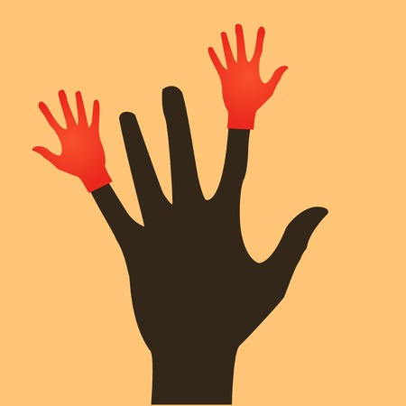 Vector flat icon hands. color abstraction のイラスト素材