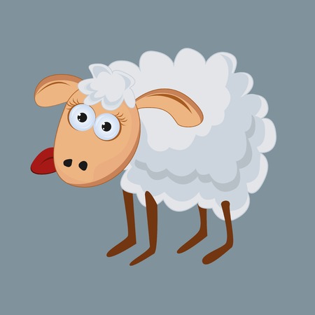 Funny sheep with his tongue hanging outのイラスト素材