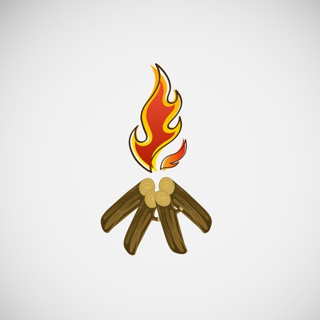 Fire, burning on the wood. のイラスト素材