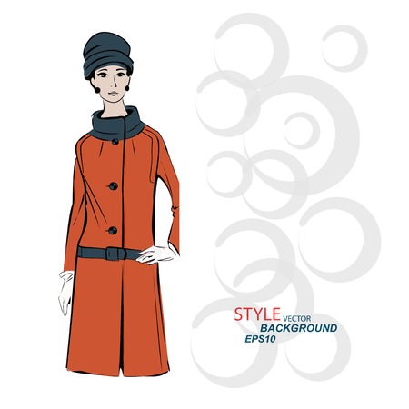 Vector sketch girls in fashion clothes epsのイラスト素材