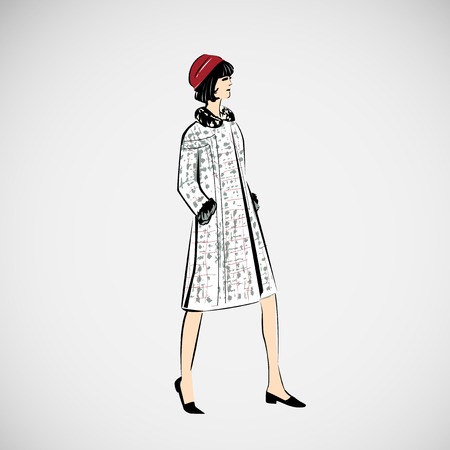 Vector sketch girls in fashion clothes epsのイラスト素材