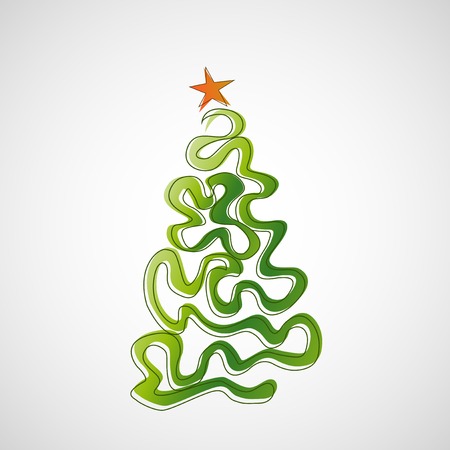 Beautiful Christmas tree on a light backgroundのイラスト素材