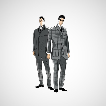 Vector sketch man in fashion clothes epsのイラスト素材