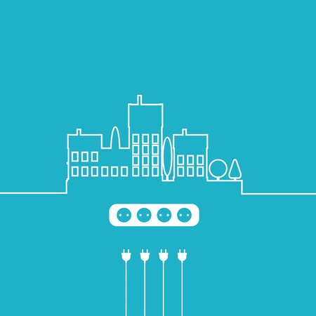 Concept electric circuit city. Vector flat design.のイラスト素材