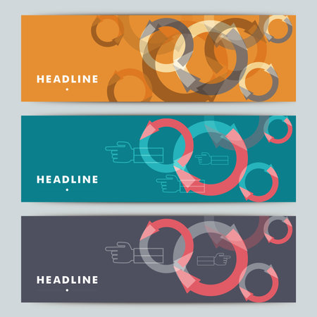 Set of abstract banners with hands and arrowsのイラスト素材