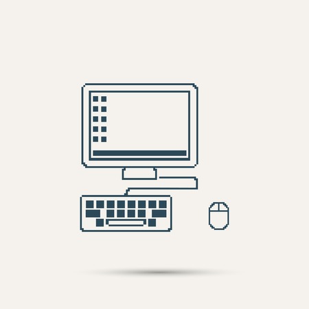 Simple stylish laptop pixel icon. Vector design.のイラスト素材