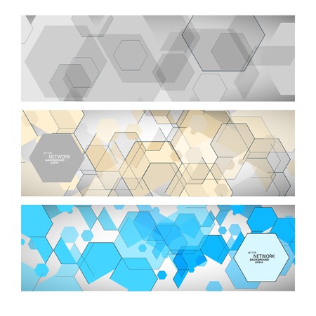 Set abstract modern pattern of hexagons circuitsのイラスト素材