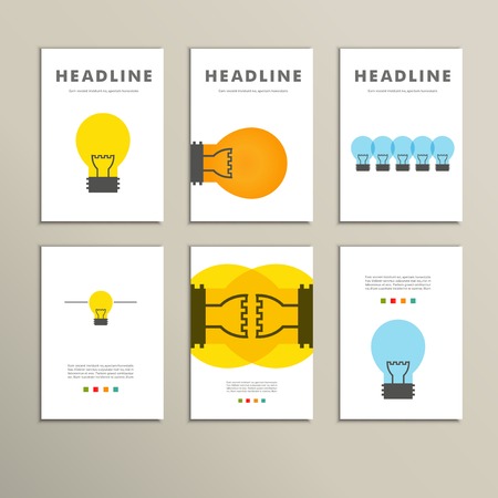 Six vector  line patterns brochures with lightsのイラスト素材