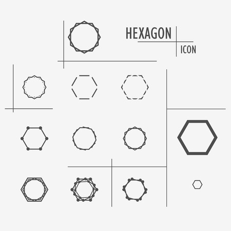 Set black vector character of hexagons .のイラスト素材