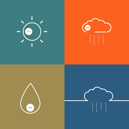 Set icons indicate weather clear, cloudy, rain, snow.のイラスト素材