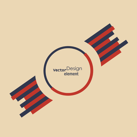 Round abstract badge with two wings. Template for stripes, chevrons, badges.のイラスト素材