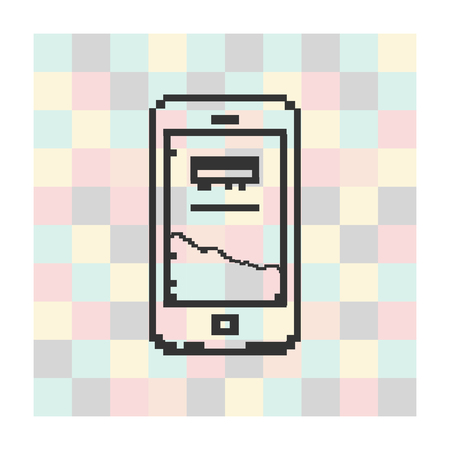 Vector pixel icon smartfone on a square background.のイラスト素材