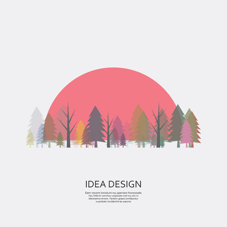 vector fall landscape. three and sun design.のイラスト素材