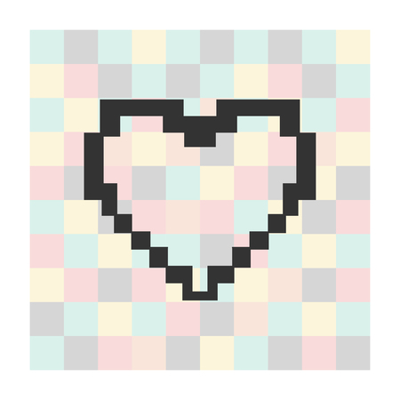 Vector pixel heart icon on a square backgroundのイラスト素材