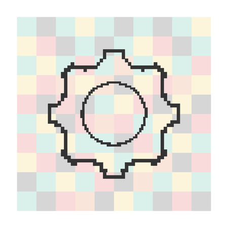 Vector pixel icon cog on a square backgroundのイラスト素材