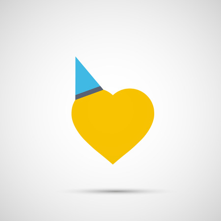 Yellow heart with cap icon illustration on light background.のイラスト素材
